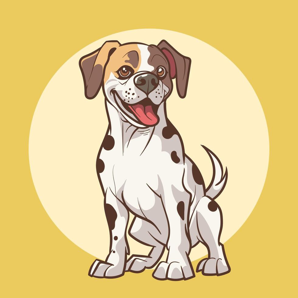 Cartoon dog sitting on yellow background vector