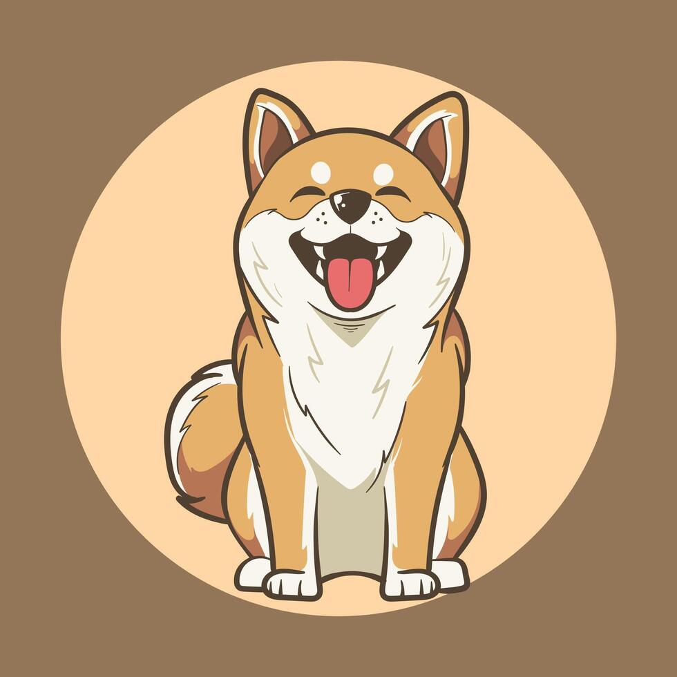 A cartoon dog sitting with its tongue out vector