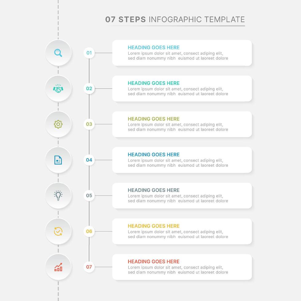 Weekly Timeline Infographic Template Design with 7 Options vector