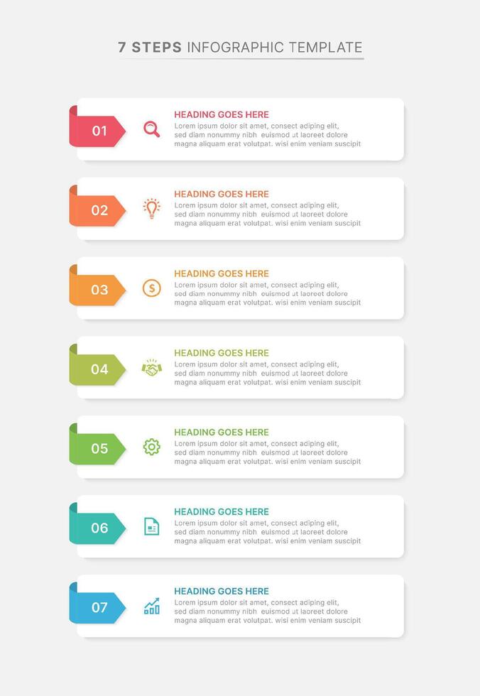 Modern Infographic Design Template with 7 Data Points vector