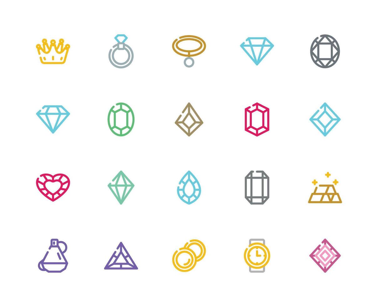 Diamond Colored Outline Icon vector