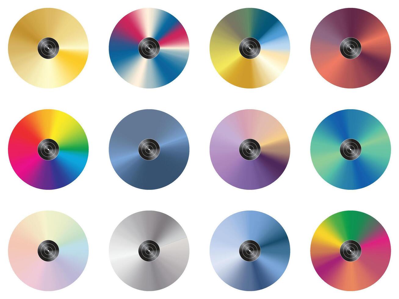 collection of vinyl records with gradient color decoration vector