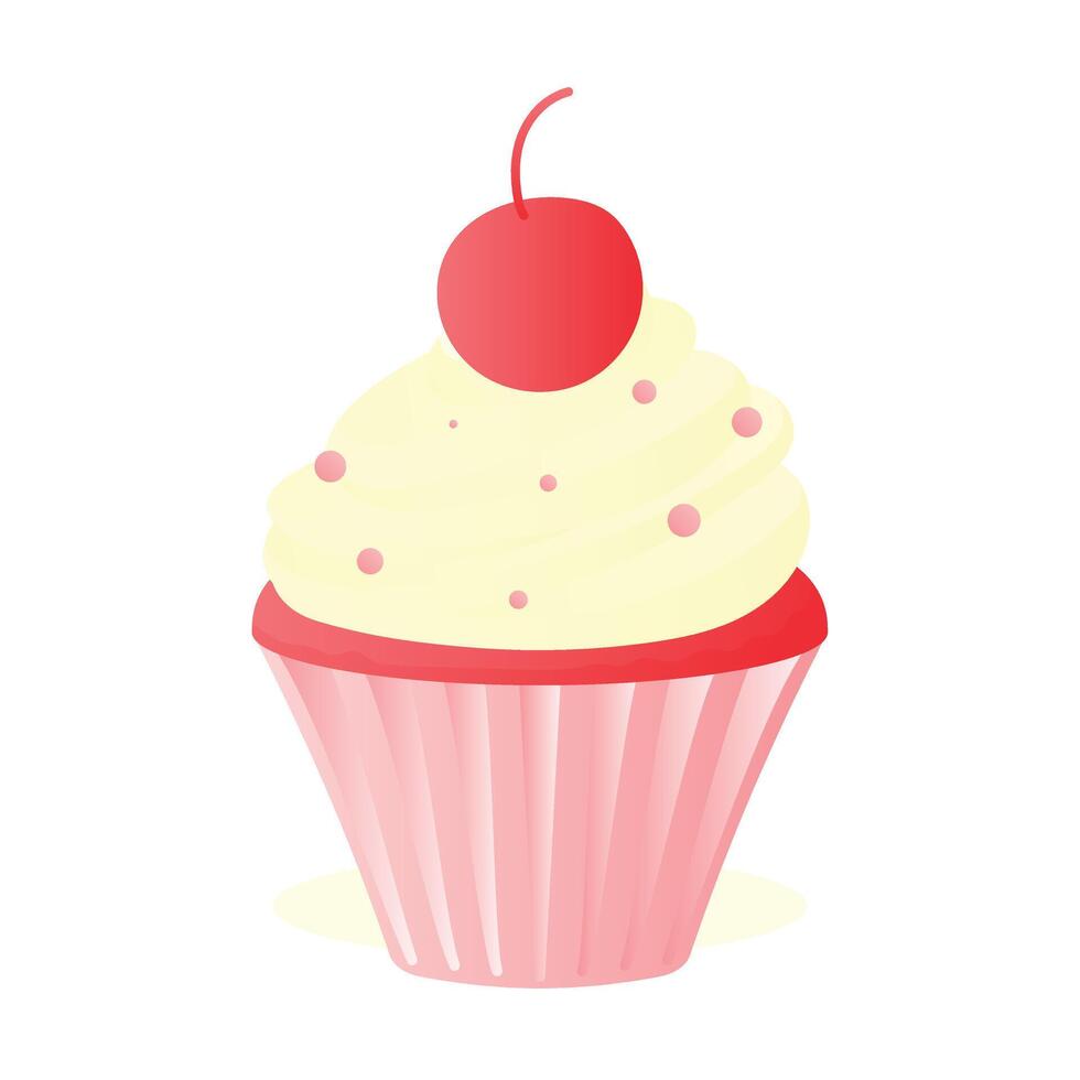 cupcake with a cherry on top vector