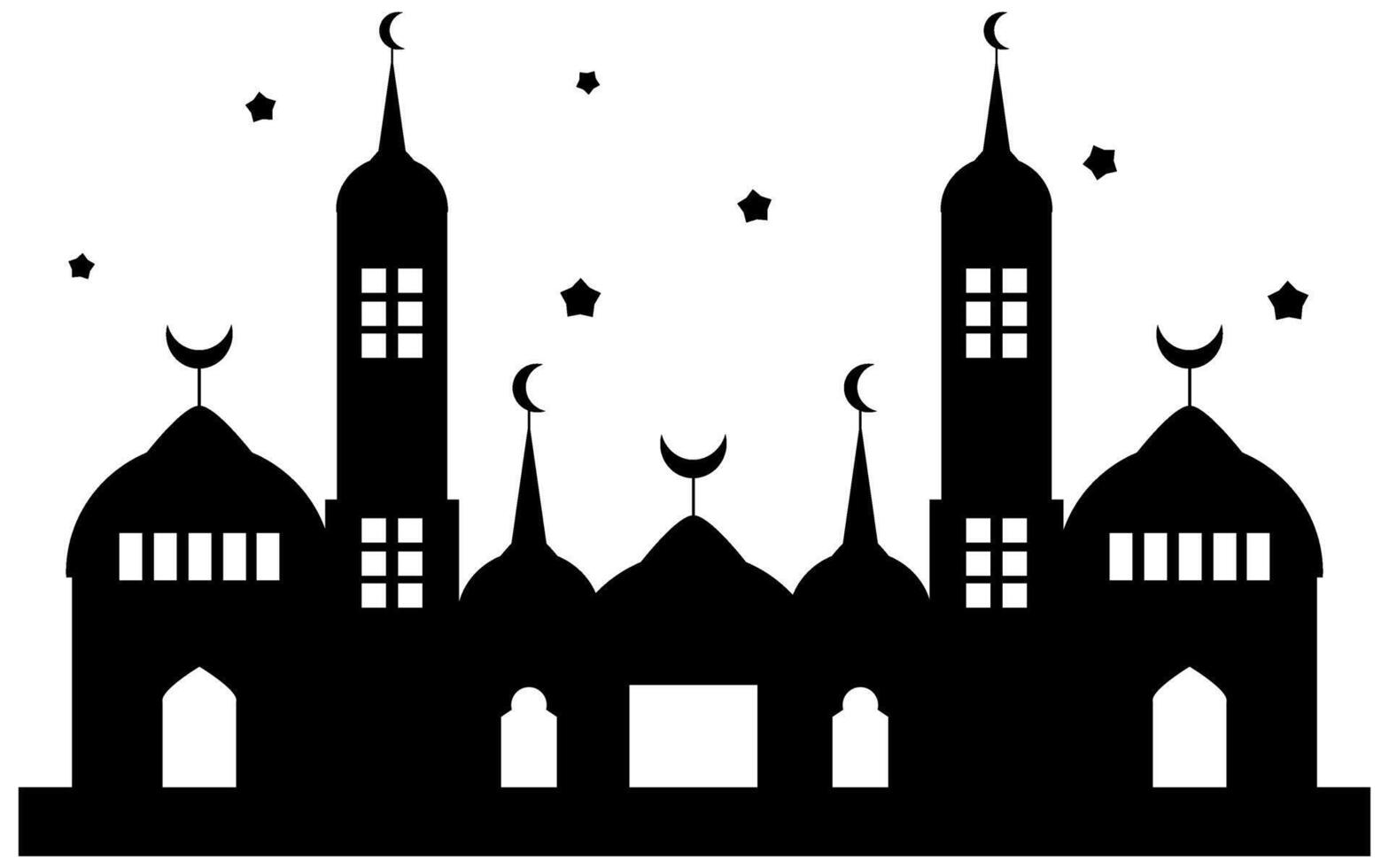 muslim mosque silhouette buildings design vector