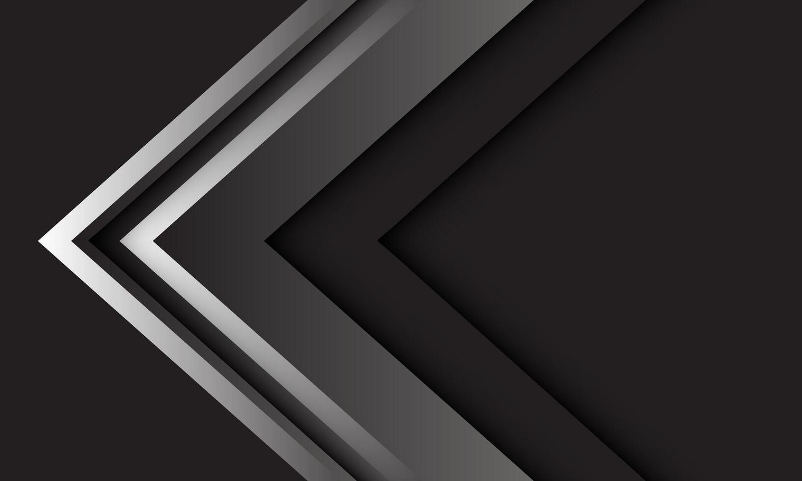 Abstract silver arrow black shadow direction geometric on grey blank space design modern luxury futuristic background vector
