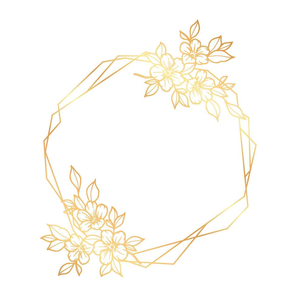 Beautiful golden botanical floral frame vector