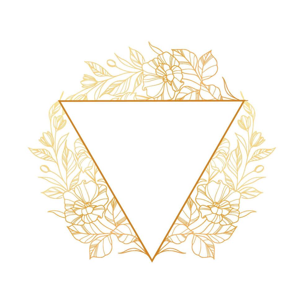 A triangle with flowers and leaves on it vector