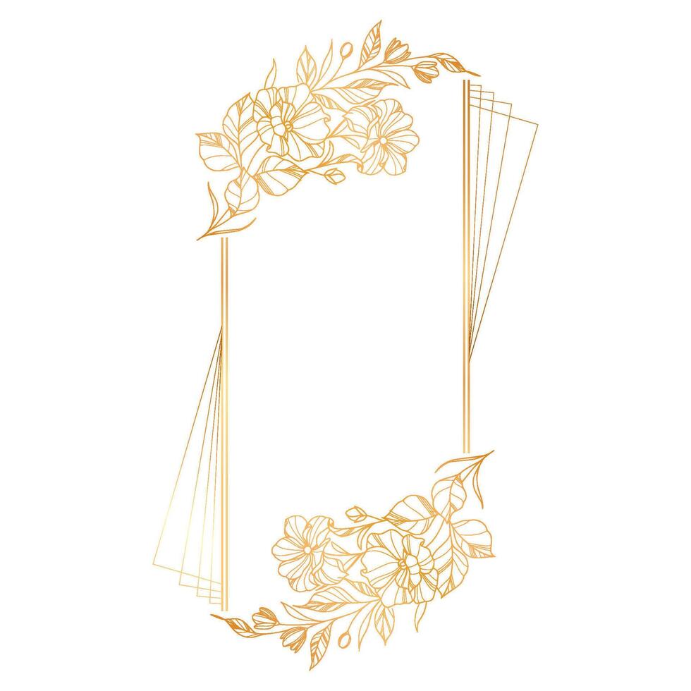 Golden floral frame with leaves vector