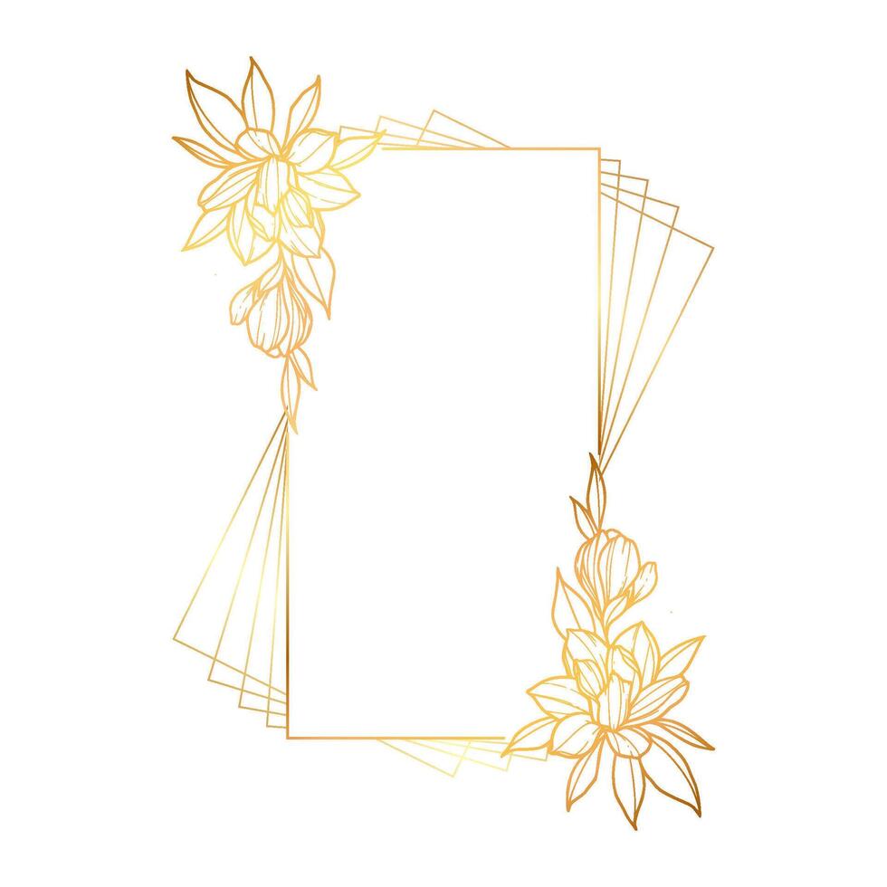Gold frame with flowers on it vector