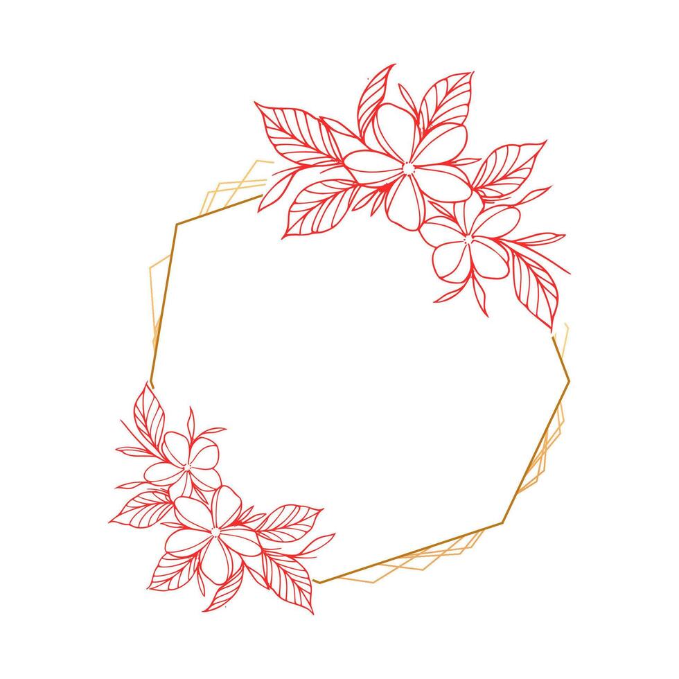 A flower wreath in a hexagonal frame vector