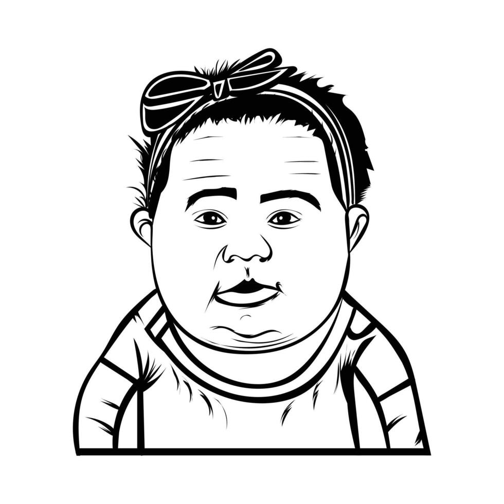 cute baby face art stencil design black and white vector