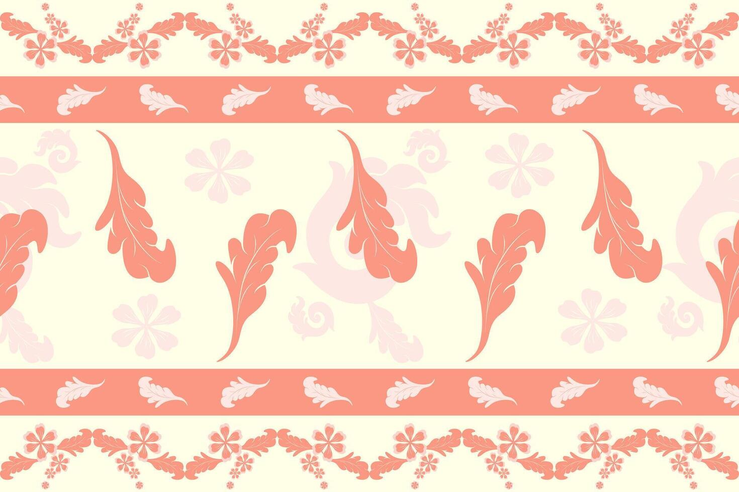 Abstract Florals Leaves Petals Garland Decoration Border Seamless Pattern Elegance Design for Luxury Art Work Detailed Embroidery Silk Weaves Victorian Baroque Rococo Era Style Elaborate Rich vector