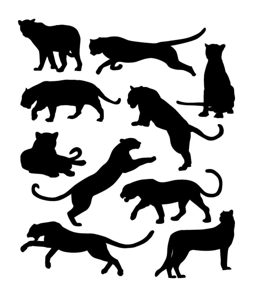 silhouette leopard tiger puma jaguar panther cheetah vector