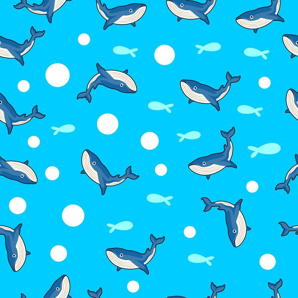 seamless pattern whale in sea wather vector