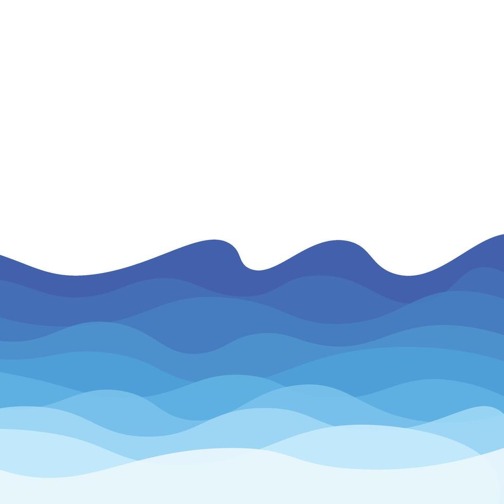Blue ocean waves of the sea isolated on white background vector