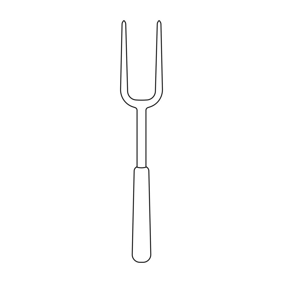 Hand drawn kids drawing illustration barbecue fork cartoon isolated vector