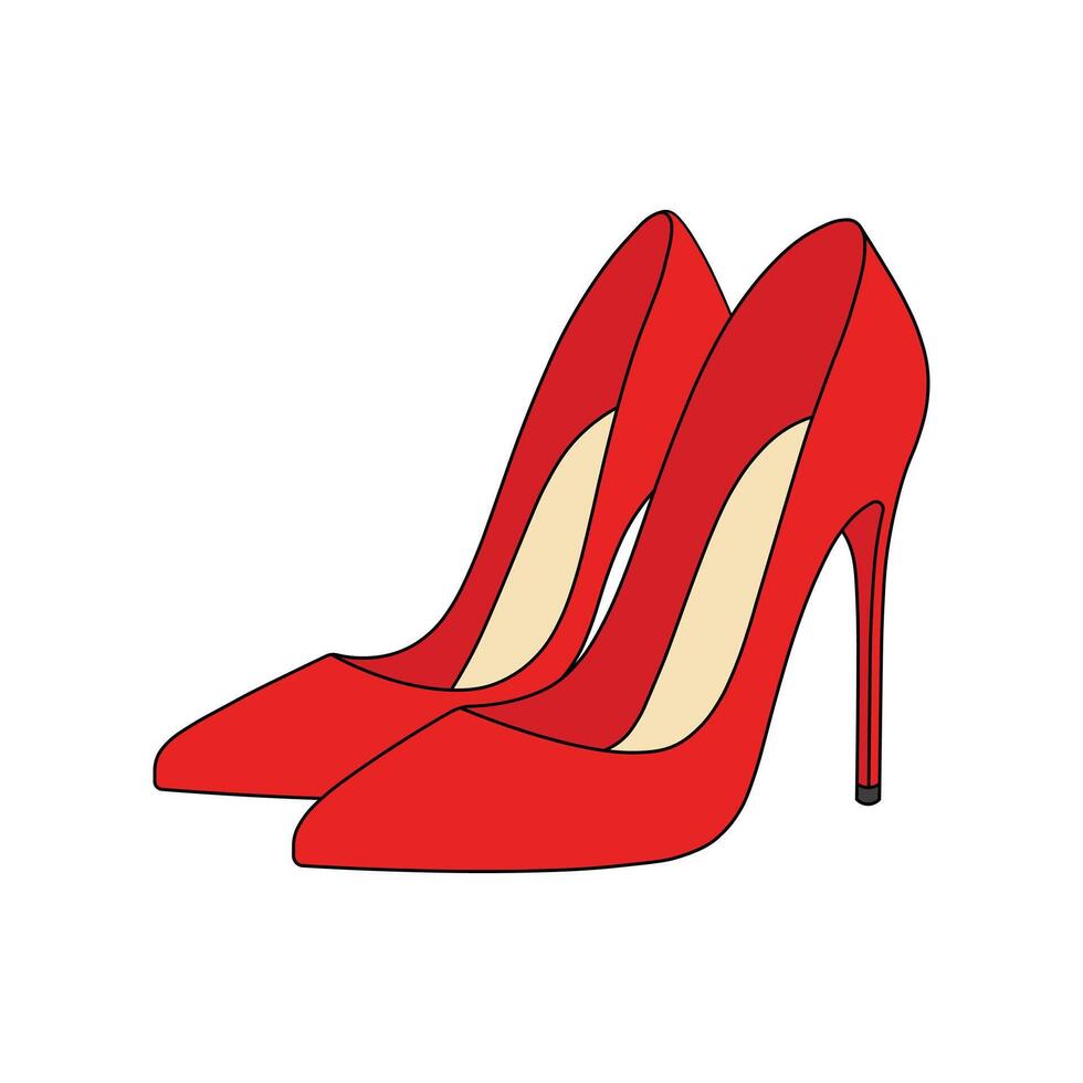kids drawing illustration high heels shoes cartoon isolated vector