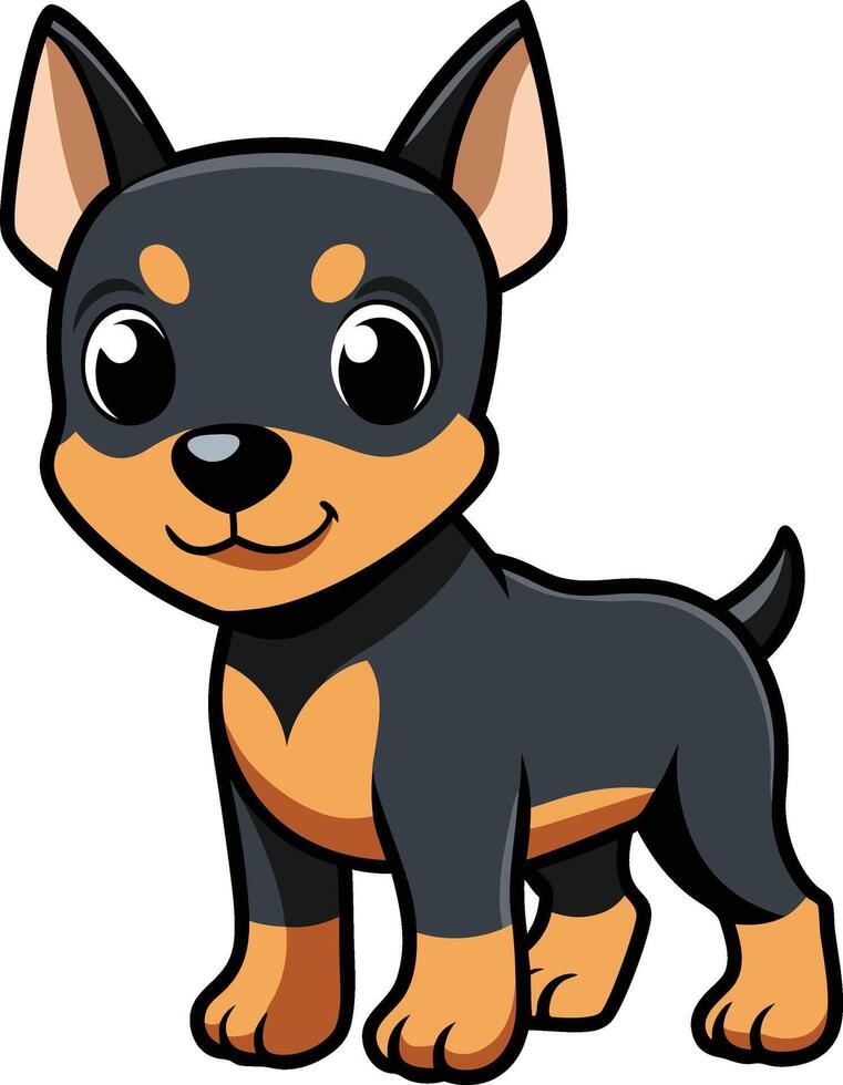 A cartoon dog with big eyes and a black and tan color vector