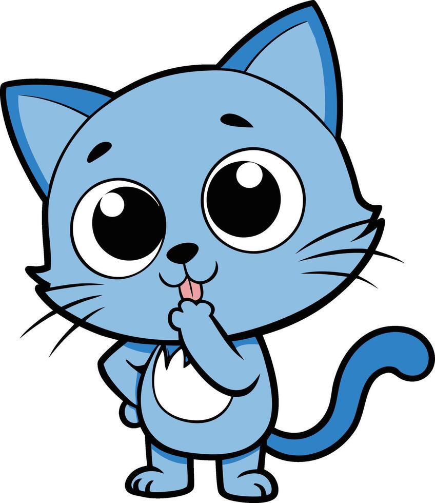 A cartoon blue cat with big eyes and a big nose vector