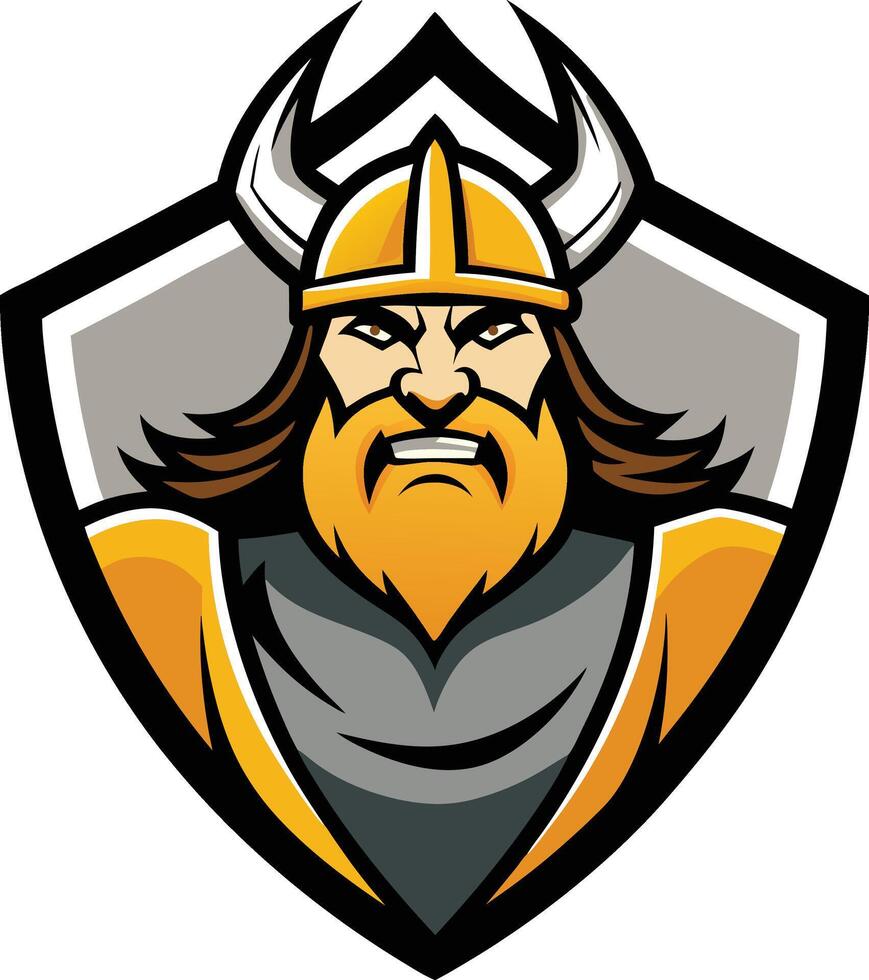 A viking mascot with a beard and long hair vector