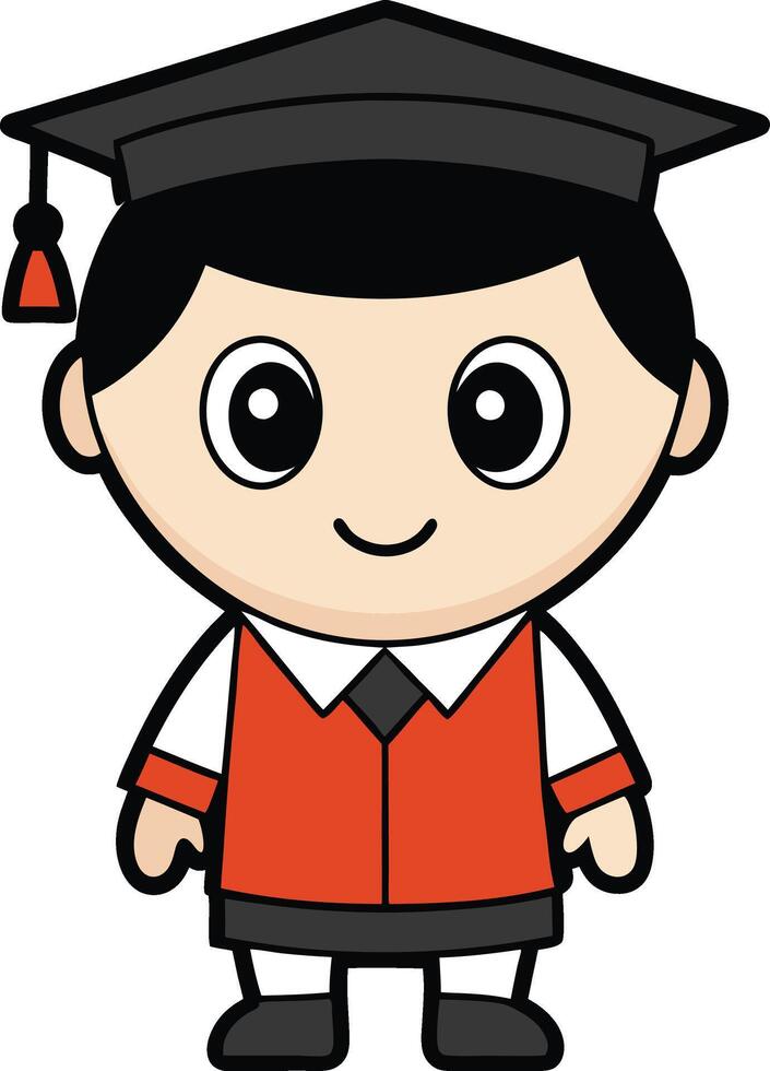 A cartoon boy wearing a graduation gown and cap vector