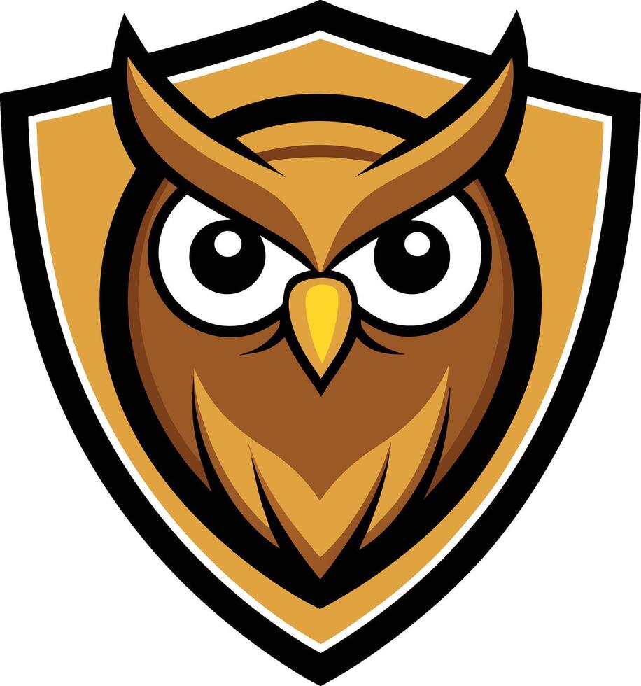 An owl mascot on a shield vector