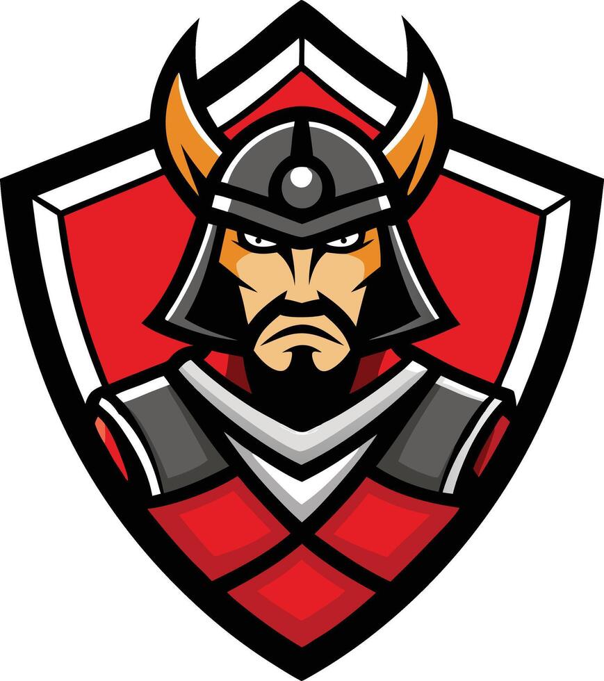 A samurai warrior with horns on his head vector