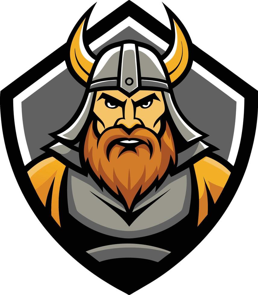 A viking mascot with a beard and helmet vector