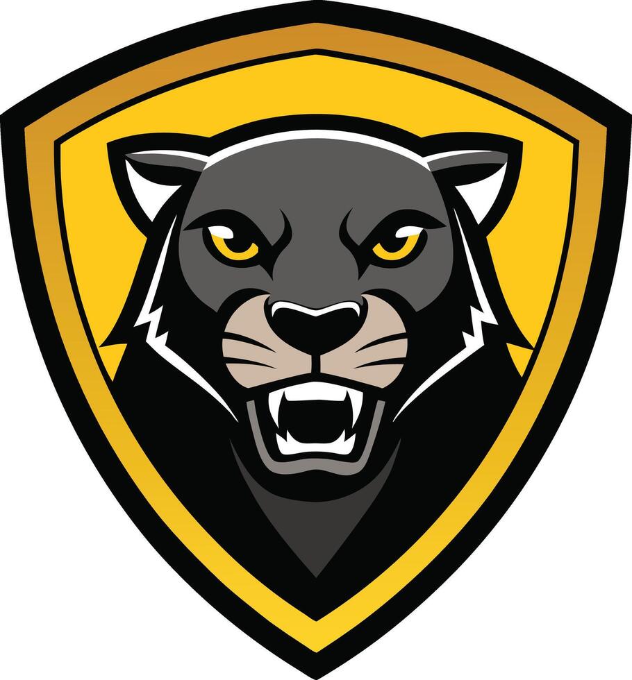 A black panther head with yellow eyes vector
