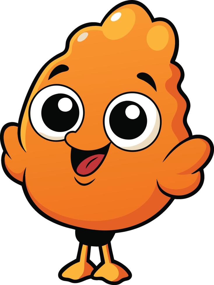 An orange cartoon character with big eyes and a big smile vector