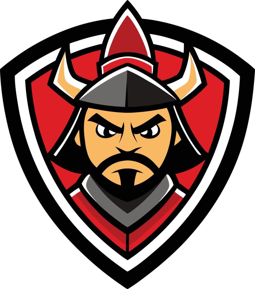 A samurai warrior with horns and a helmet vector
