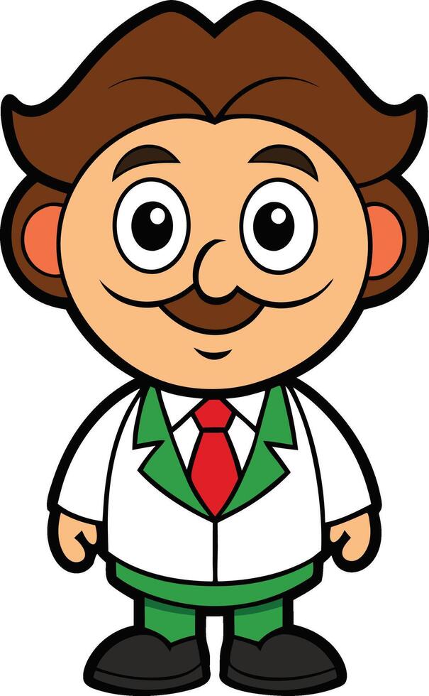Cartoon doctor with a tie and green suit vector