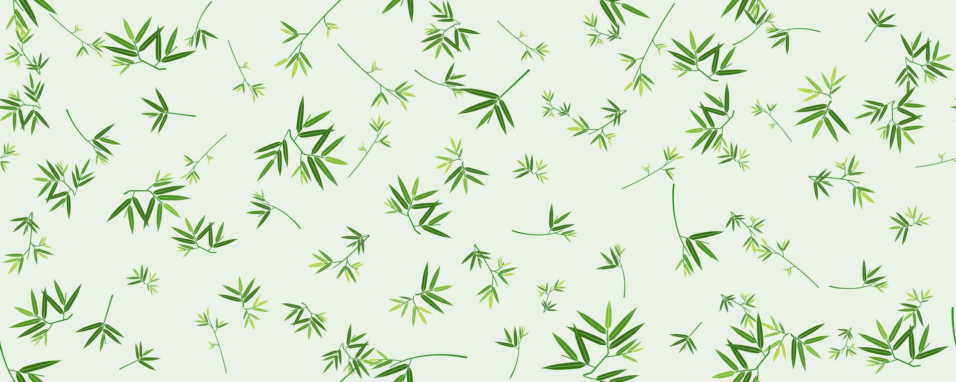 Organic bamboo leaf seamless pattern background. Modern tile green color vector