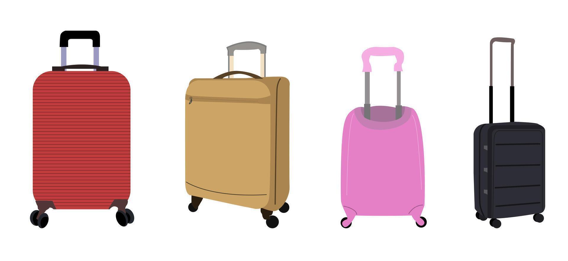 Suitcase Illustration Design Set, ideal for use on travel agency promotional materials, holiday posters, airline advertisements, websites or travel apps. vector