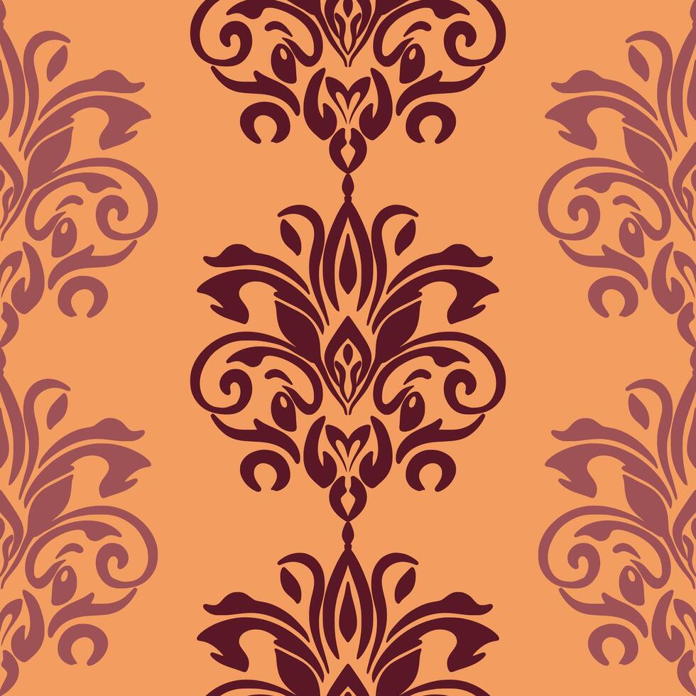 Damask seamless pattern. Fine traditional ornament with oriental elements. Repeated designs for wallpaper, branding, web design, invitations, blankets, bedspreads. vector