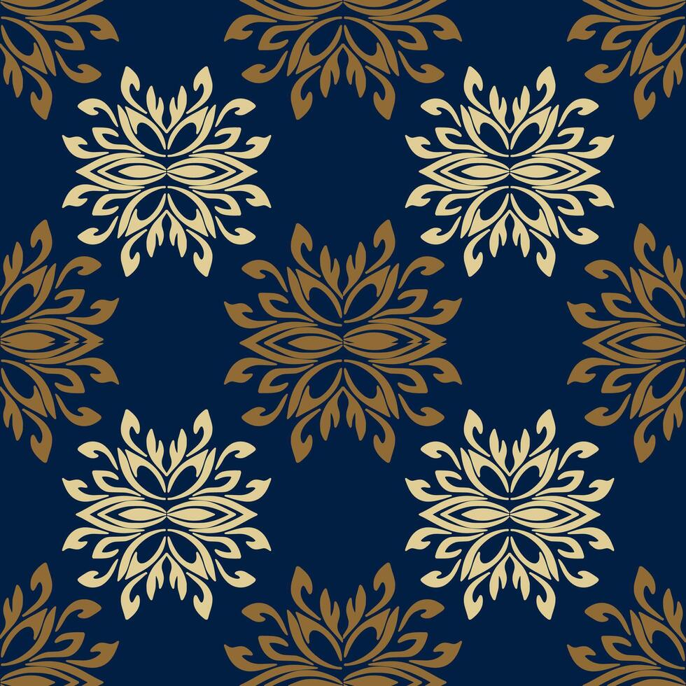 Oriental classic blue and golden pattern. Seamless abstract background. classic damask seamless pattern, illustration for elegant textile design. vector