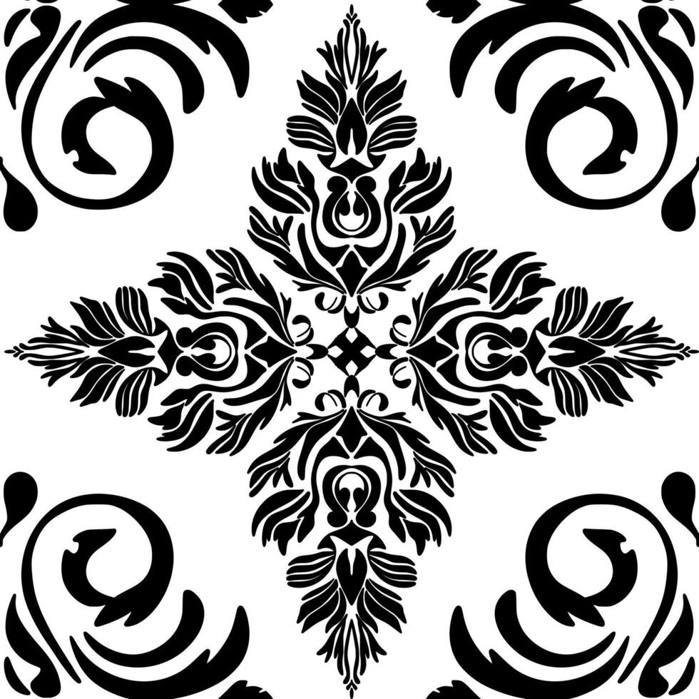 Seamless damask pattern for design. Black and white illustration. illustration for elegant textile design. vector