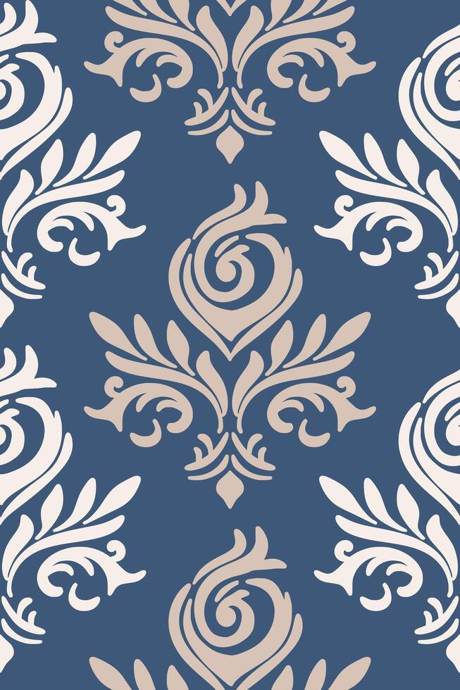 Damask seamless pattern. For easy making seamless pattern use it for filling any contours. Repeated designs for wallpaper, branding, web design, invitations, blankets, bedspreads. vector