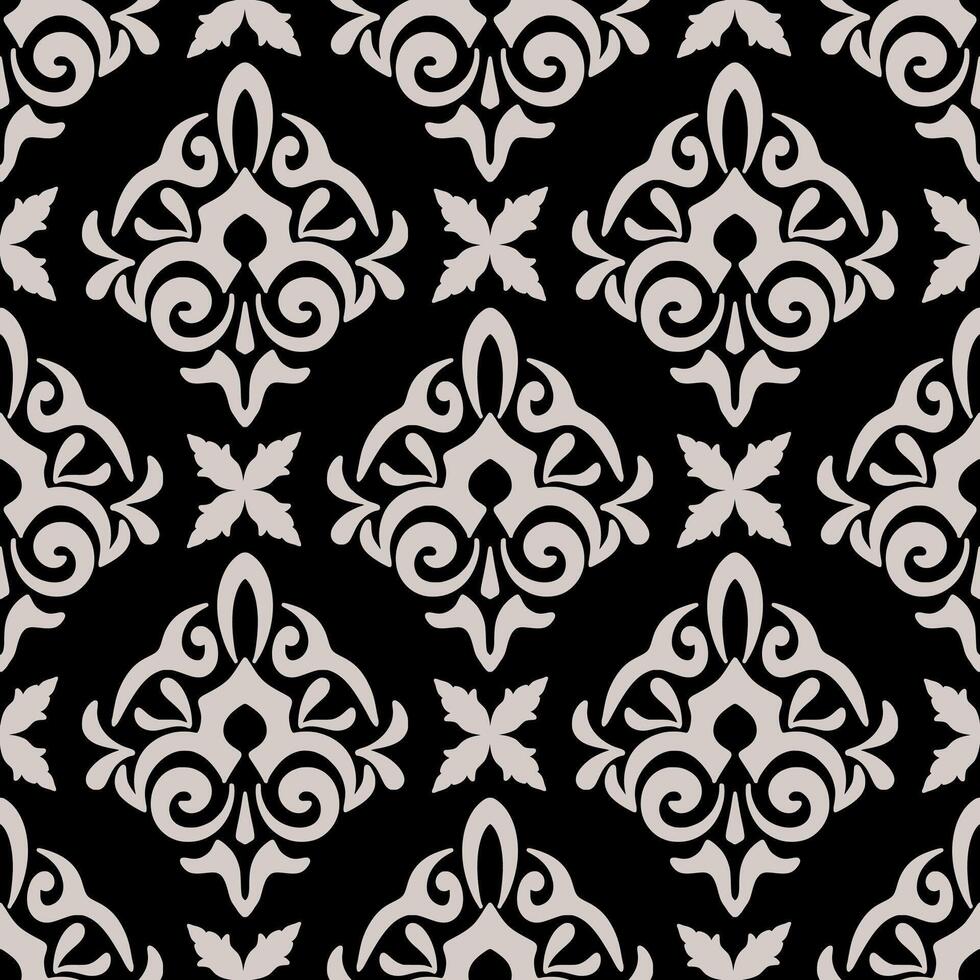 Oriental classic black and white pattern. Seamless abstract background. classic damask seamless pattern, illustration for elegant textile design. vector