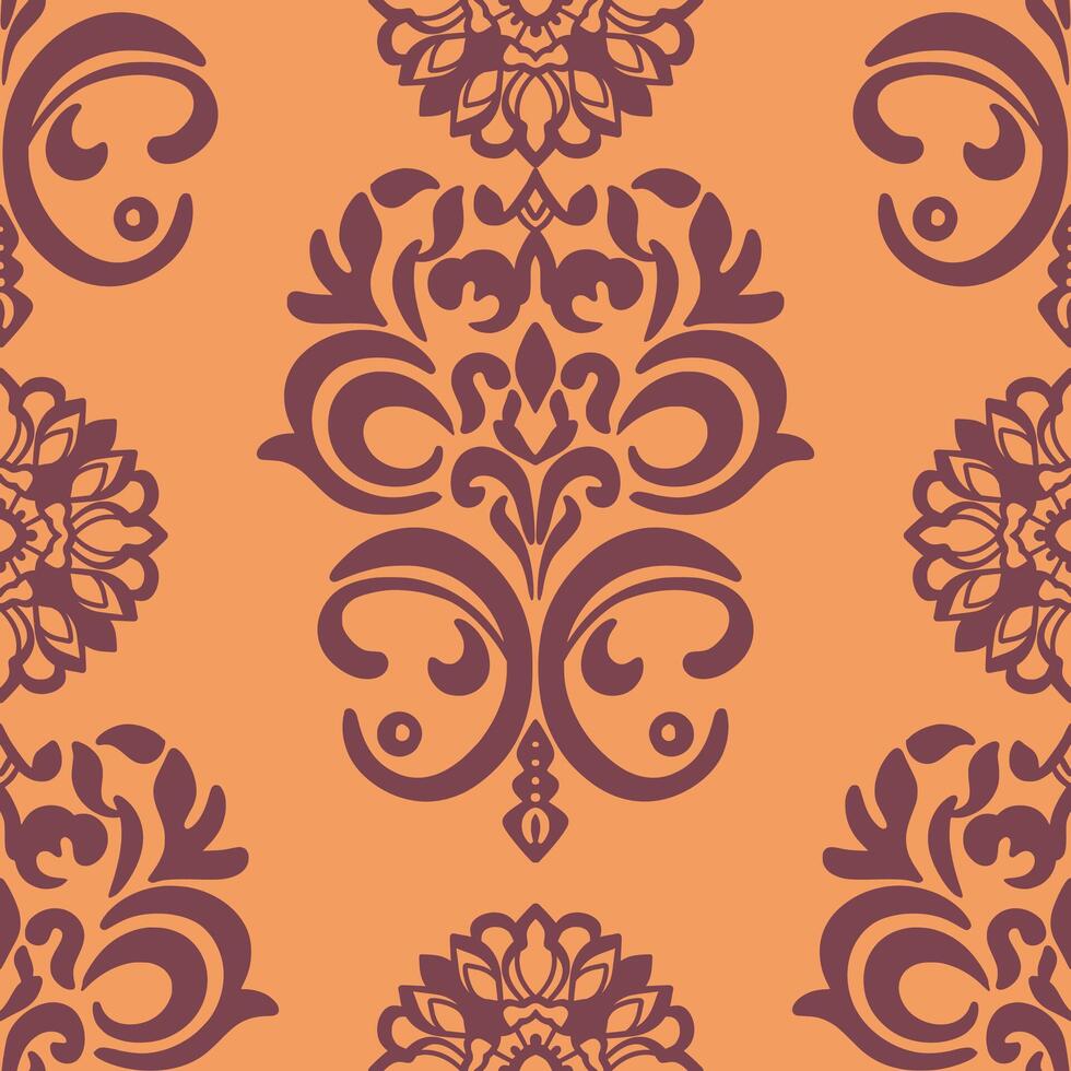 Damask seamless pattern. Fine traditional ornament with oriental elements. Repeated designs for wallpaper, branding, web design, invitations, blankets, bedspreads. vector