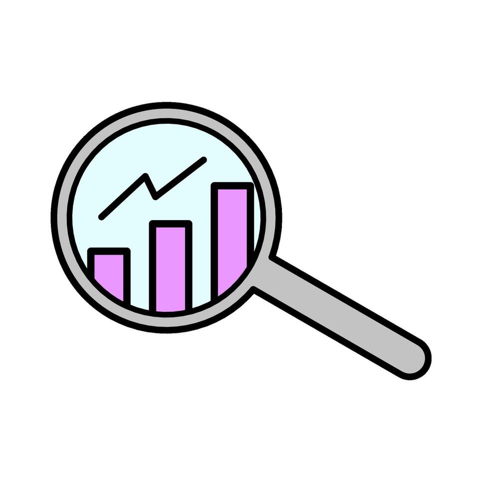 Magnifying glass with graph chart icon illustration vector