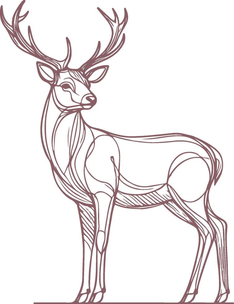 Elegant Deer Line Art Illustration - Minimalist Wildlife Design for Logos, Wall Art, and Nature-Inspired Graphics vector
