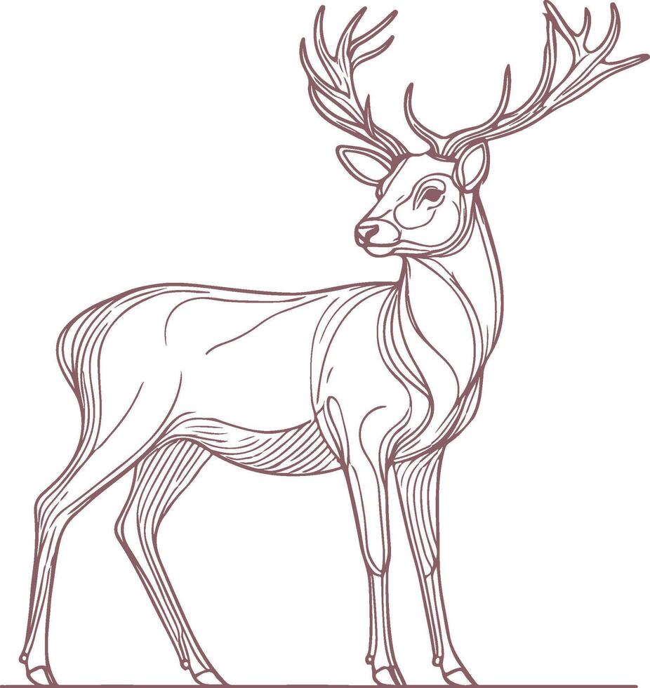 Stylish Deer Line Art for Minimalist Wildlife and Nature Projects vector
