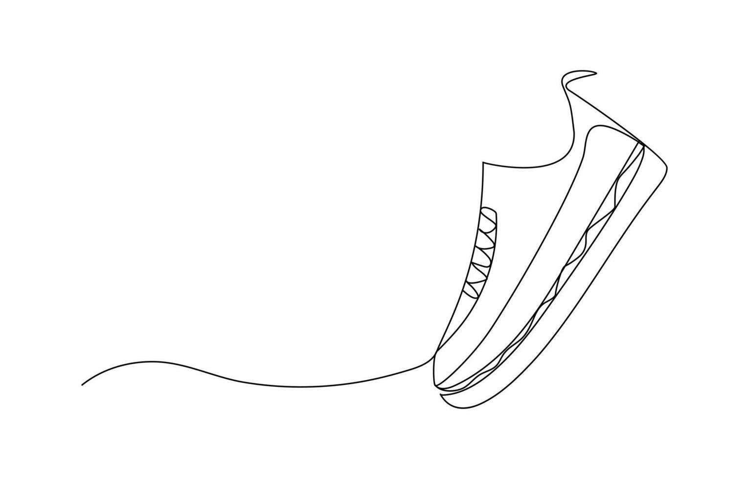 Continuous one line drawing silhouette of sneakers. The sneakers linear icon. One line drawing Linear sneakers background vector