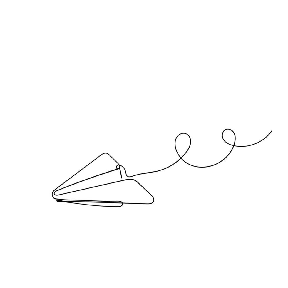 continuous line drawing of a paper airplane vector