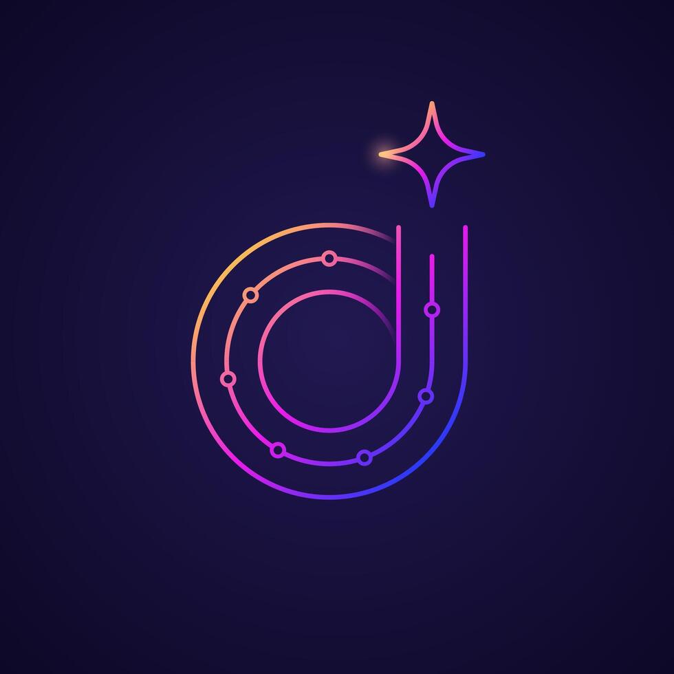 Artificial intelligence logo design with AI letters in neon round style and multicolor gradient. Minimalistic modern business style. vector