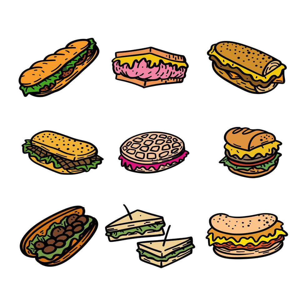 fast food illustration set for design, icon, logo, template, etc vector