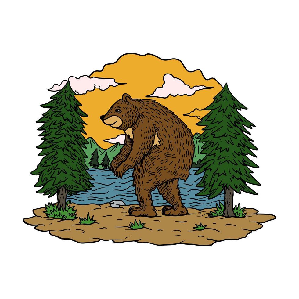 illustration graphic bear for design, template, elemen, illustration, etc vector