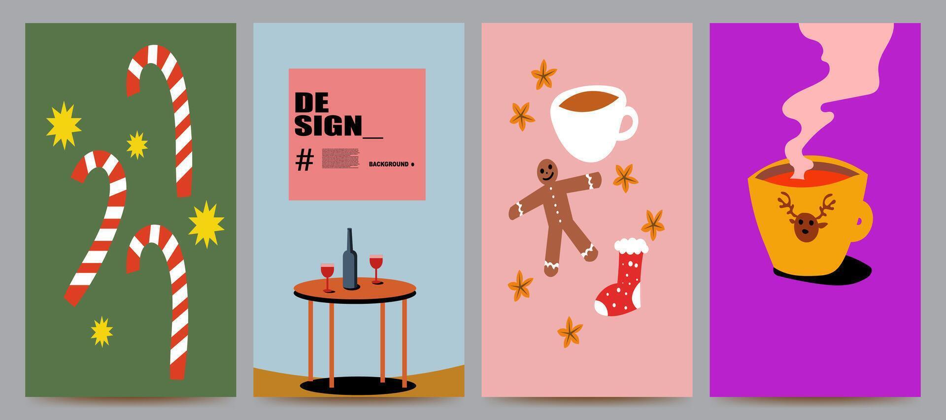 christmas set illustration design for background, banner, poster, template, flyer, brochure, card, etc vector