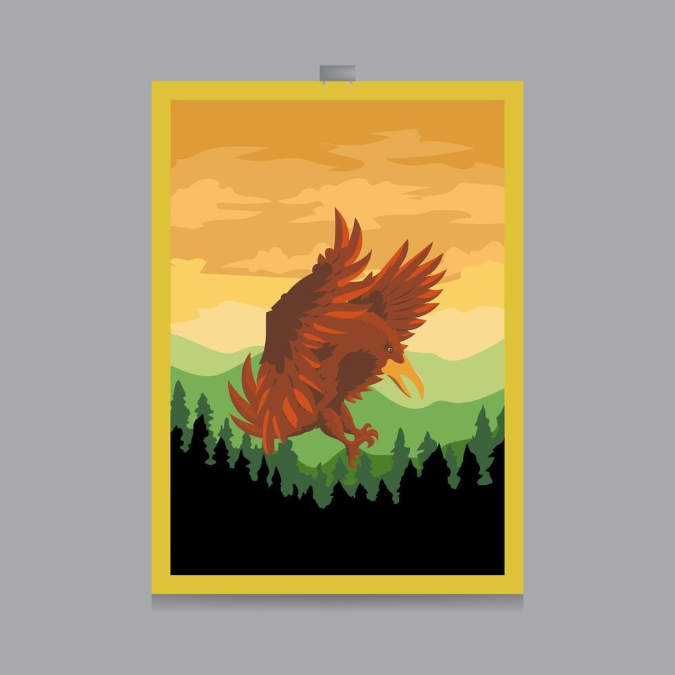 bird flat illustration design for background, banner, poster, template, flyer, brochure, card, etc vector
